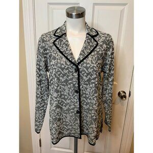 Exclusively Misook White Black Shimmering Floral Embroidered Jacket, Size S